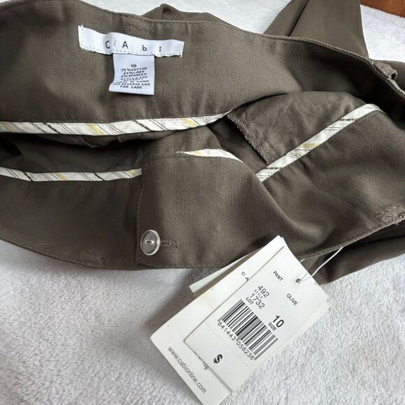 Cabi Womens Size 10 Olive Straight Leg Pants Linen Blend Stretch Style 492 New - Picture 3 of 10